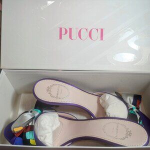 EMILIO PUCCI Silk Scarf Satin Kitten Heels
